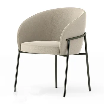 Prabangos dizaineris minimalistinio modernaus stiliaus, atlošas fotelis nerūdijančio plieno metalo viešbučio valgomojo kėdės