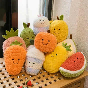 Naujas minkštas vaisių serijos pliušiniai žaislai ananasų braškių, arbūzų durian 