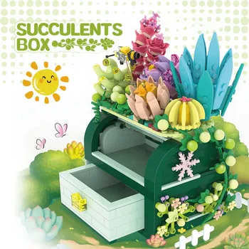 Kūrybos Mėsos Lobis Langelyje Blokai Gėlių, Augalų Mėsos Laikymo Dėžutė Blokai Mini Darbalaukio Saugojimo Žaislai Vaikams Dovanų