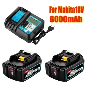 Daugkartinio įkrovimo Baterija BL1860B 18V 6000mAh Atsarginę Bateriją Makita 18VBL1860 BL1840 BL1850 Belaidžius Gręžimo Su DC18RF 3A Įkroviklis