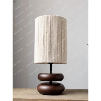 Medžio masyvo Stalo Lempa Retro Zen Naujas Kinijos Miegamojo Lovos miegamojo Atmosferą Lempa, nešiojamų stalo lempa apdaila