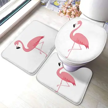 Pink Flamingo 3 Gabalus Vonios Kilimėlio Nustatyti 