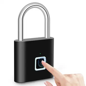 Lauke Keyless USB Įkrovimo Smart Lock pirštų Atspaudų Spynos Vandeniui Durų Užraktas 0.2 sek Atrakinti Nešiojamų Anti-theft Spynos, Cinko