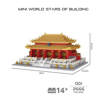 Visame Pasaulyje Žinomas Istorinis Architektūros Micro Diamond Blokuoti Kinijos Pekino Salė Supermes Harmonijos Plytų Nanobrick Žaislų Kolekcija