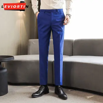 Tekstūra vyrų kostiumas kelnės, mažos pėdos atsitiktinis kelnės, kostiumas elastingas kelnes, korėjiečių versija slim montavimo atsitiktinis kelnės, vientisos spalvos