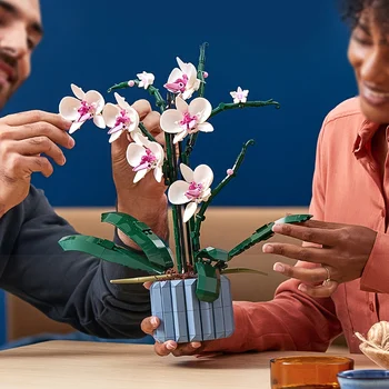 Ss Orchidėjų Puokštė blokuoti gėlių, Rožių Vazoninių Augalų Phalaenopsis Blokai Romantiškas Rinkinys Asamblėjos odinas mergina dovana