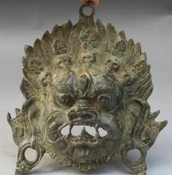 Kinijos Tibeto Bronzos Piktųjų Dvasių Mahakala Rūstus Dievybė Budos Statula Kaukė