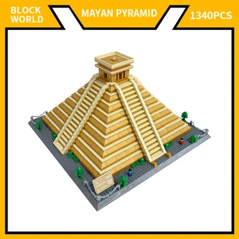 1340PCS Pasaulio Architeture Blokų 1/1Diorama EL CASTILLO Modelį, Statybos Plastikinių Miniatiūrų Piramidės Plytų Žaislas Vaikui Dovana