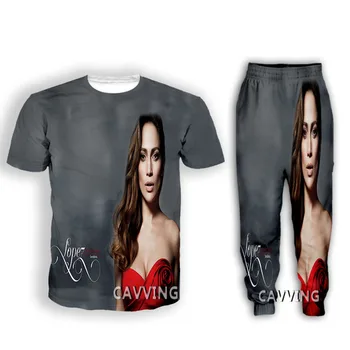 Jennifer Lopez 3D Spausdinimo Atsitiktinis marškinėliai + Kelnės Bėgiojimo Kelnės Kelnės Kostiumas Drabužius Moterų/ Vyrų Rinkiniai, Kostiumą Drabužių AC1