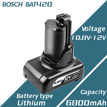 6800mAh 12V Li-Ion BAT420 Built-in Batterie už Bosch BAT411 BAT412 BAT413 BAT414 10,8 Voltų Max Batterie Bevieliuose elektros Įrankiuose
