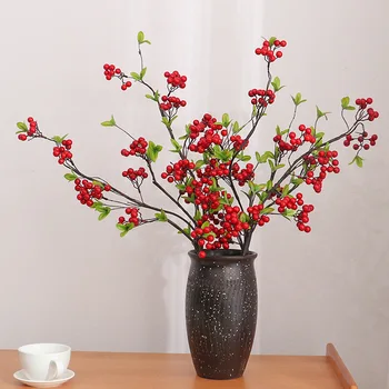 Sumodeliuoti Gėlių Naujųjų Metų Namų Puošybai Fafa Vaisių, Uogų Kalėdinė Dekoracija Raudonųjų Vaisių Žiemos Žaliųjų Vaisių