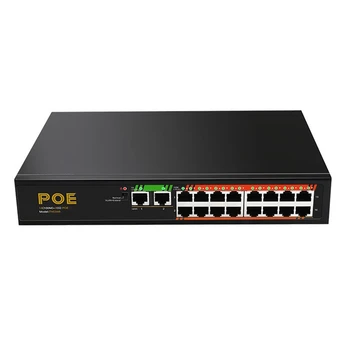 16 Uosto 100M+2 Port Gigabit POE Switch Tinklo Jungiklio, LAN Switching HUB Adapteris Nevaldomas Pereiti MUMS Plug