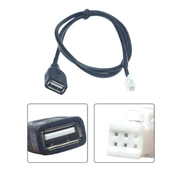 Juodo Plastiko Automobilio Stereo Elektroninių Flush Mount USB Prievadą Skydelio prailginimo Laido Adapteris 4Pin+6Pin Jungtis, Lizdai