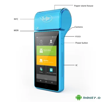 Aukštos Kokybės Mobilus Belaidis Android 7.0 4G Wifi POS Terminalo Banko Mokėjimo Sistemos Kredito Kortelėje Braukite Mašina