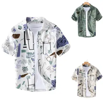 2023 Vasaros spausdintą Modelio Medvilnė 100%, Marškinėliai Havajų Vyrų Retro Atsitiktinis Suknelė Patogiai trumpomis Rankovėmis Vyrams Viršūnes Drabužiai