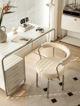 Šiaurės dizainerio kūrybos nerūdijančio plieno namų valgomojo kėdės, modernaus minimalistinio pasukti atlošo atrama office laisvalaikio kėdė