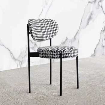 Nordic Light Luxury Valgomojo Kėdės Odos Audinio Kėdės, Virtuvės Modernus Minimalistinio Metalo Kojos Valgomojo Kėdės Kėdė Apvali