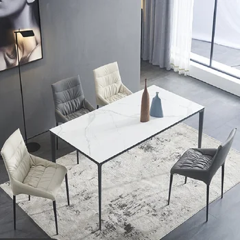 Modernus minimalistinis ir minimalistinis namų stačiakampio formos mažas vienetas roko plokštelės aliuminio lydinio pietų stalo