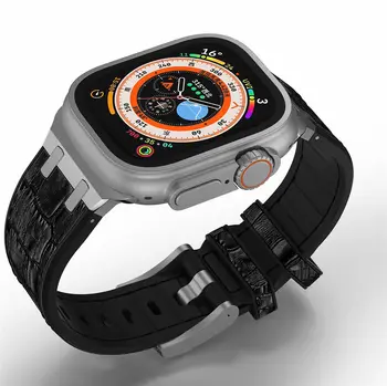 Prabanga AP Mod Diržu, Apple Watch Ultra 8 7 6 5 4 3 Skysto Silikono Juosta Krokodilas