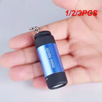 1/2/3PCS Mini LED Kišeninis Žibintuvėlis USB Įkrovimo Nešiojamas Žibintuvėlis atsparus Vandeniui Keychain Mažos Baltos Šviesos žibintas Su Baterija