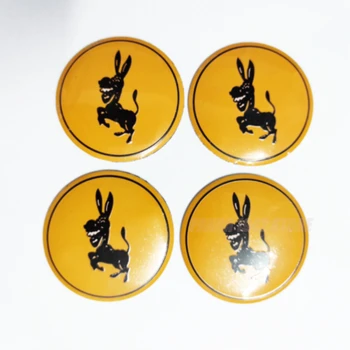 4pcs 56mm Donkey Automobilių Ratų Centras Hub Caps Geltona Emblemų, Ženklų Etiketės, Lipdukai