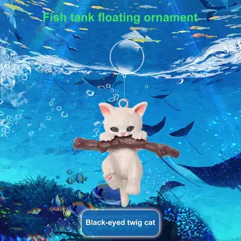 1 Nustatyti Žuvų Bako Apdailos Išskirtinį Mini Katės Statulą Ornamentu, su Maža Plaukiojantieji Kamuolys Akvariumo Reikmenys