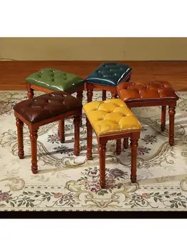 Meistras Laiyi Amerikos aukšto kėdžių, buitinės medžio masyvo sutirštės valgomojo kėdė retro suaugusiųjų sofa suolo Europos stiliaus valgomasis