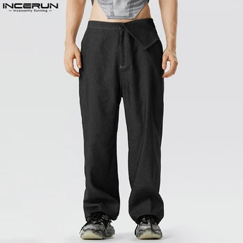 INCERUN 2023 Amerikietiško Stiliaus Naujos vyriškos Kelnės Džinsai Laisvas Siluetas Dizaino Pantalons Atsitiktinis, Kietas Streetwear Ilgas Kelnes S-5XL