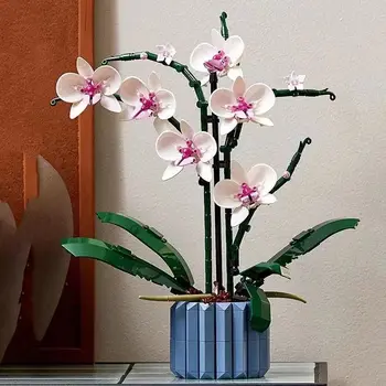 Ss Orchidėjų Puokštė Blokuoti Gėlių Succulents Vazoninių Statyba Blokai, Tinka 10311 Romantiškas Rinkinys Asamblėjos odinas Mergina Dovana