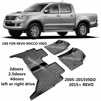 Naudoti TOYOTA HILUX VIGO REVO ROCCO automobilių kilimų Hilux automobilių kilimėliai, Pilnas Komplektas Apdaila į Hilux VIGO REVO vandeniui grindų kilimėliai