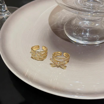 Prabanga Cirkonis Lankas Atidarymo Dizainas, Aukso Spalvos Žiedas Moterims Klasikiniai Papuošalai Naujas