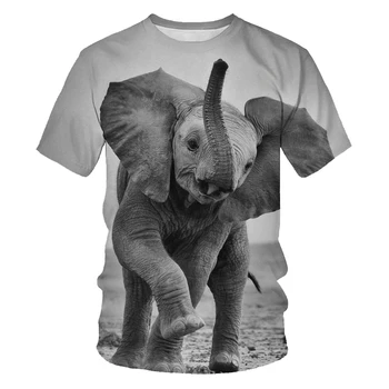 2023 Vyrų 3D Atspausdintas T-shirt Mados Asmenybės trumparankoviai O-kaklo Dramblys, T-marškinėliai, vyriški Kietas Unisex marškinėliai