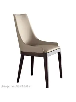 Šiaurės medžio masyvo valgomojo kėdė viešbučio restorane šviesos prabanga kėdės paprastos odos kėdės atlošas dizaineris modelis kambario kėdė