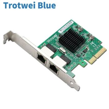 PCIe 4x Gigabit Dual Port Server Tinklo 2*RJ45 Lan Adapter Card 10/100/1000Mbps Ethernet Controller for Desktop PC 82576 E1G42E
