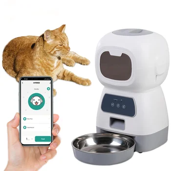 3.5 L Automatic Pet Feeder Katėms WiFi Smart Sukama Lėtas Šuo Finansuojančiojo Su Diktofonas Didelės Talpos, Laiko Kačių Maisto Dozatorius