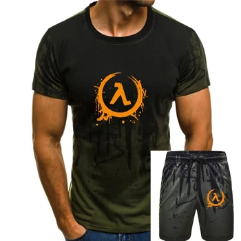 Naujausias mados Purslų Rašalo dizaino Half Life Logo T shirt Mens T-shirt grafikos Spausdinimo half life 2 T Shirt half life 3 marškinėlius