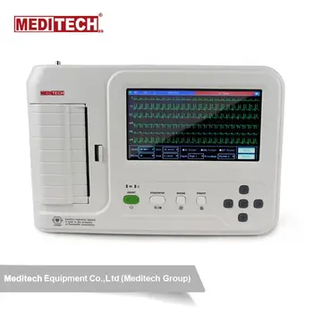 EKG electrocardiograph 6 kanalų EKG6012 su standartine programine įranga ir spausdintuvo, jutiklinis ekranas ir klaviatūra už pacientų duomenų įvedimo